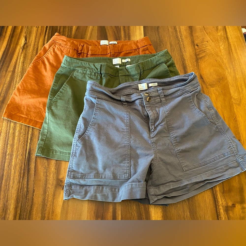 A New Day Set of Three Utility Shorts in Burnt Orange, Olive, and Gray NWOT